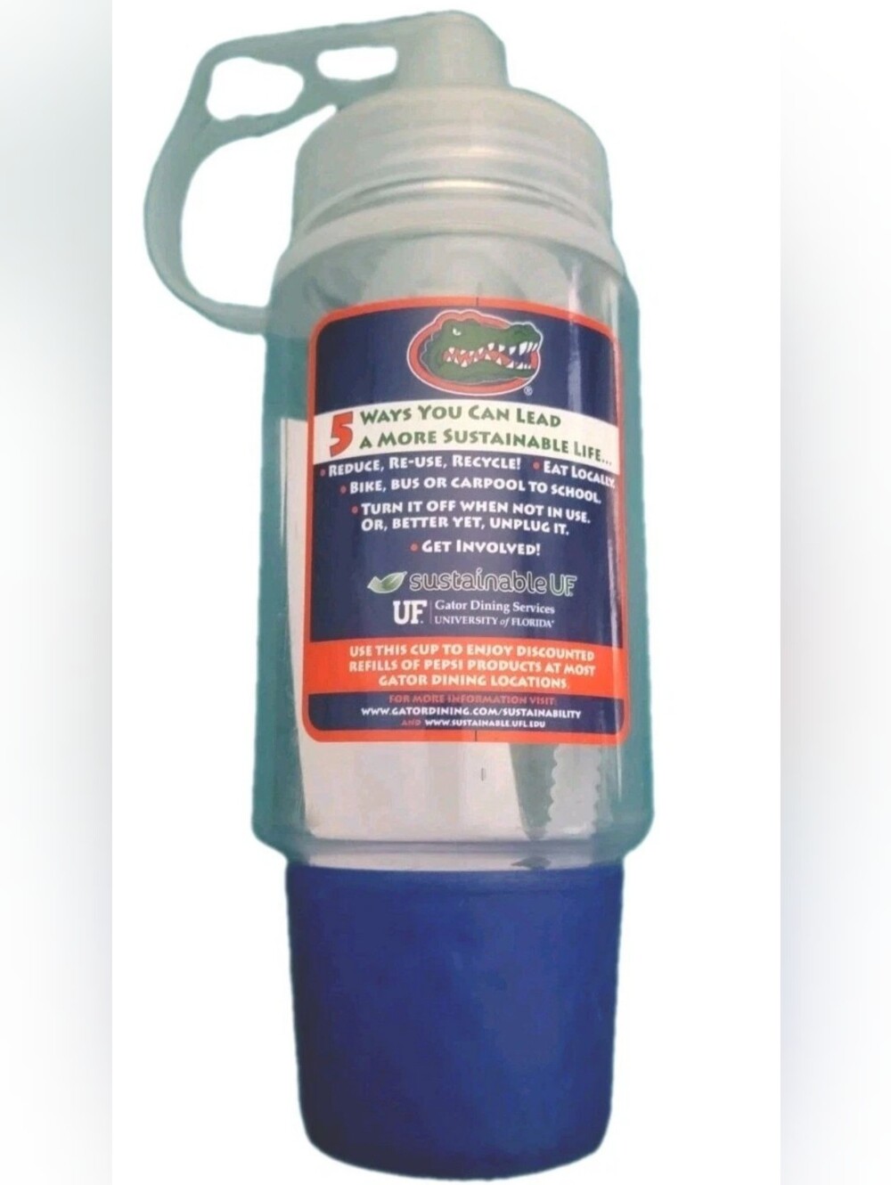 UF Florida Gators Whirley DrinkWorks 32oz Clear Sport Bottle Straw BPA FREE NEW
